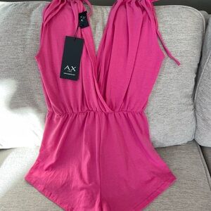 AX Paris Pink Jumpsuit with Plunging V-Neckline